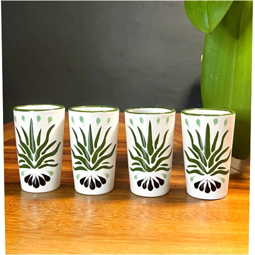 Tumbler Home Tequila Shot Glasses, Handmade Tequila Gift Set Includes 4 Ceramic Mexican Shot Glasses. Unique Gifts for Tequila Lovers. Talavera shot glasses Made in Mexico.