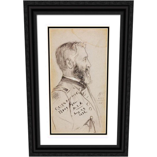 ArtDirect James Edward Kelly 15x24 Black Ornate Framed and Double Matted Museum Art Print Titled: Brigadier General Oliver Otis Howard