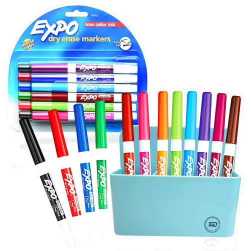 The Mega Deals Dry Erase Markers 12 Colors Dry Erase Markers Fine Tip, Whiteboard Markers, and a Marker Holder