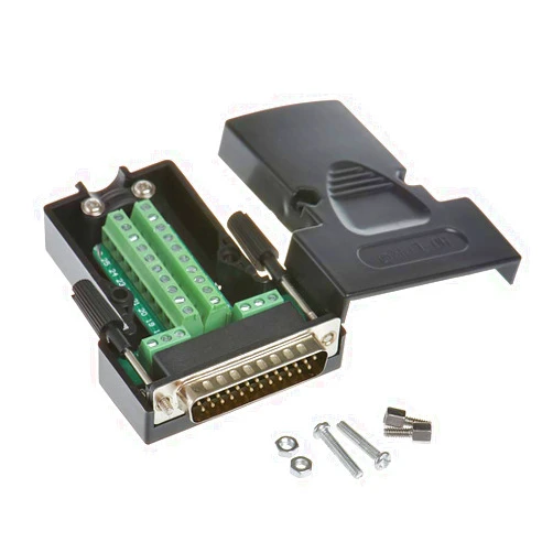 ANMBEST 1PCS DB25 Solderless RS232 D-SUB Serial to 25-pin Port Terminal Male Adapter Connector Breakout Board with Case Long Bolts Nuts (Male)