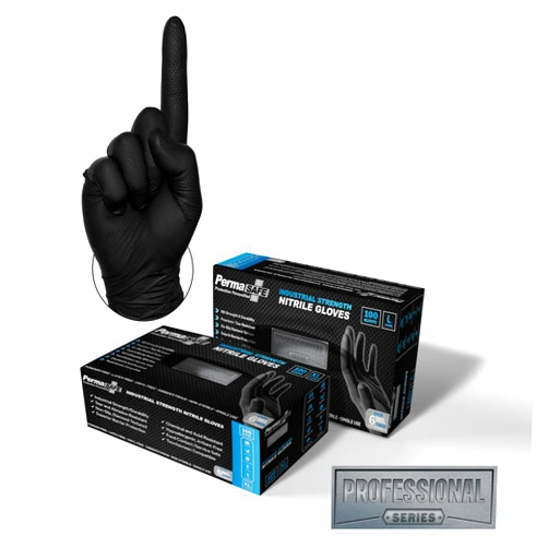 PERMASAFE PROTECTIVE COATINGS PermaSafe HD Industrial Nitrile Disposable Gloves, 6+ Mil, Latex Free, Raised Diamond Texture, Mechanic’s Gloves