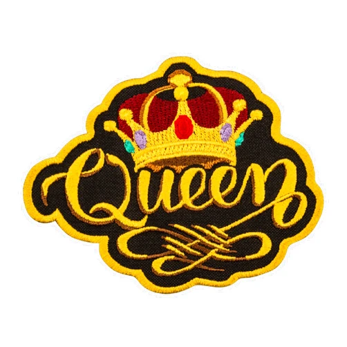 EMBROVERSE Queen Patch - Embroidered Gold Crown - Iron On Cool Patches - Size: 4.1 x 3.1 inches