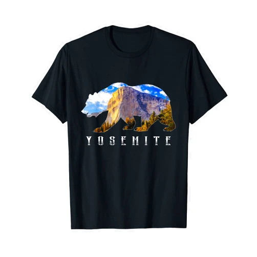 National Park Landscape Shirts & Gifts California Bear with Yosemite National Park Image Souvenir T-Shirt
