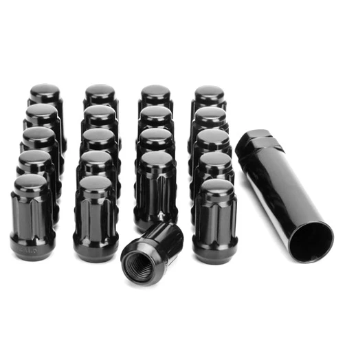 Glorider M12x1.25 Lug Nuts Spline, 20pcs 12 x 1.25 Lug Nuts Tuner Conical with Socket Key for Nissan Maxima Altima Sentra Rogue 350z Subaru Outback Forester Infiniti G35 G37 Aftermarket Wheel Black