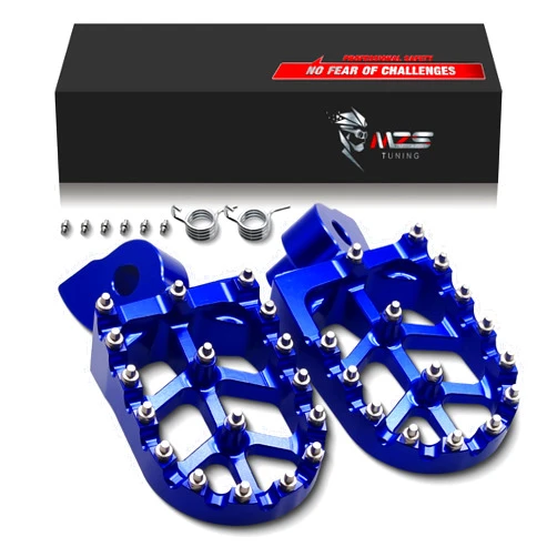 MZS Dirt Bike Foot Pegs, CNC Motocross Footpeg MX Footrest Rest Pedal Blue Compatible with YZ65 YZ85 YZ125 YZ250 YZ250F YZ125X YZ250X YZ426F YZ450F YZ450FX YZ250FX WR250F WR450F