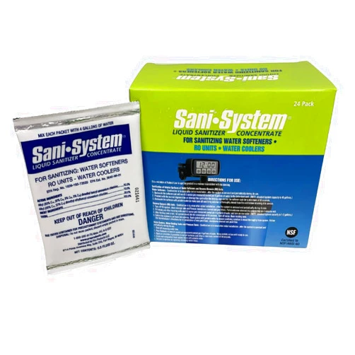 Vistar Water Technologies American Water Solutions SS24WS Pro Products Sani-System Liquid Sanitizer Concentrate for Water Softeners, Reverse Osmosis Systems, And Water Coolers (24 Pack).