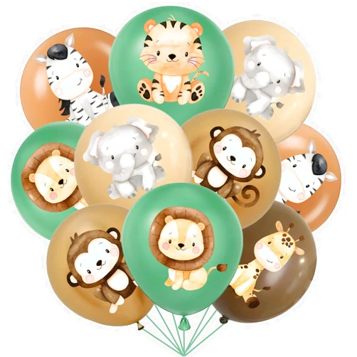 SAFAWOODES 24Pcs Safari Animals Balloons for Safari Animals Baby Shower Decorations 12inch Balloons for Jungle Baby Shower Wild One Birthday Party Decorations