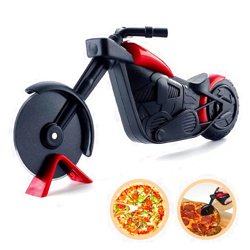 PLANTURECO Pizza Cutter, Stylish Pizza Steel, Pizza Slicer Cutter Wheel, Perfect Kitchen Gadgets for Pizza Cake Pastry Bread – Durable Easy to Clean Practical Baking Tools (Motorcycle)