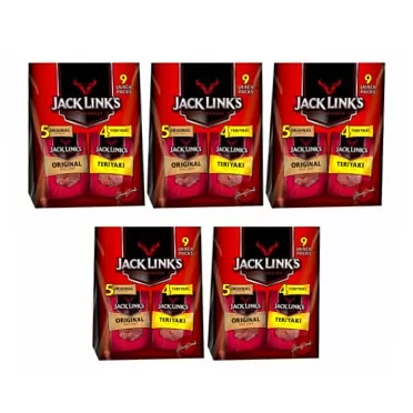 Jack Links Beef Jerky Variety Bag Original, Teriyaki, 9 Count (5 Bags)