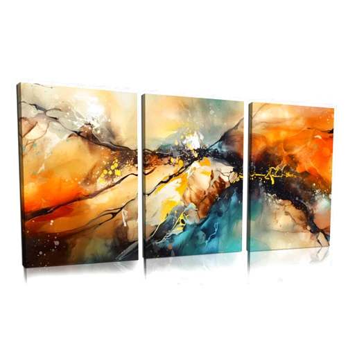 HUBOSKN Abstract Canvas Wall Art for Living Room - Modern Pictures for Office Wall Decor - 3 Piece Wall Art for Bedroom Size 12