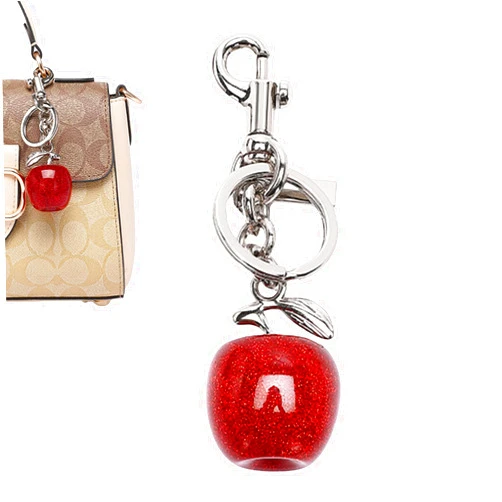REAIJUNPIN Apple Bag Charms Keychain Lovely Fruits Shape Accessories keychian, Cute Apple Purse Charms Gifts for Women (Red+ Silver)