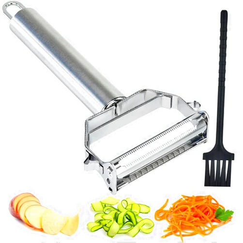 Boxgear Stainless Steel Dual Blade Vegetable Peeler - Commercial Grade Julienne Cutter, Slicer, Shredder, Scraper - Fruit, Potatoes, Carrot, Cucumber - Kitchen, Home Staple - Housewarming Gift
