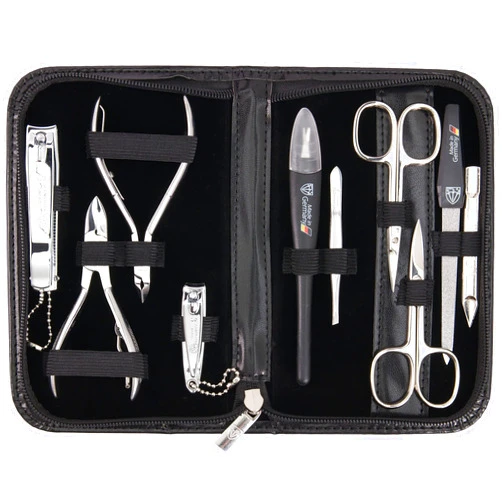 3 Swords Germany - brand quality 10 piece manicure pedicure grooming kit set for professional finger & toe nail care scissors clipper fashion leather case in gift box, Made by 3 Swords (00286)