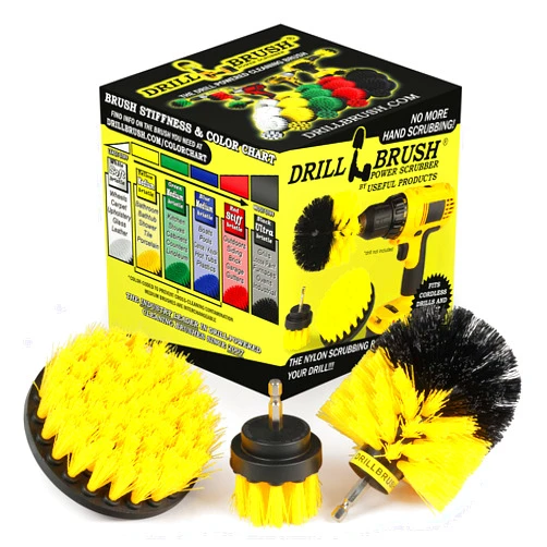 Drillbrush Drill Brush Attachment - Bathroom Surfaces Tub, Shower, Tile and Grout All Purpose Power Scrubber Cleaning Kit –Grout Drill Brush Set – Drill Brushes by Drill Brush Power Scrubber by Useful Products