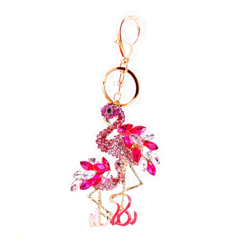 ARFUKA Keychain Flamingo Pendant Keychain Rhinestone Crystal Keyring Car Key Chain Key Holder Handbag Purse Charm, Gift Ideas for Her, Gift Exchange Ideas