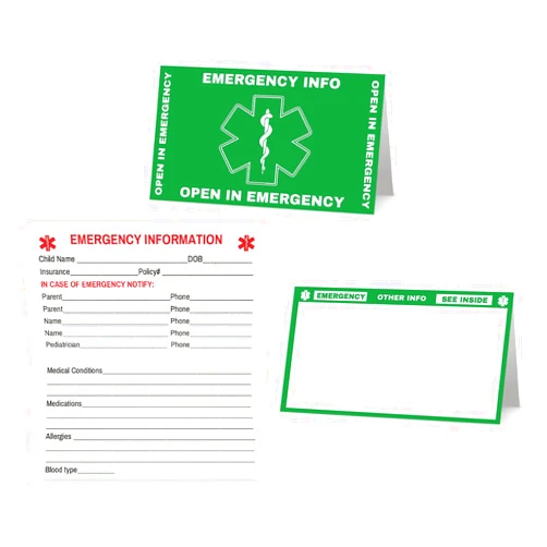 Hit Director Infant Safety Tag Child Emergency Contact Car Seat Safety Alert Attachment Tag (ICE-101) Quantity (Green)