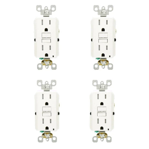 Leviton GFTR1-W Smartest Self-Test SmartlockPro Slim GFCI Tamper-Resistant Receptacle with LED Indicator, 15-Amp, White (4 Pack)