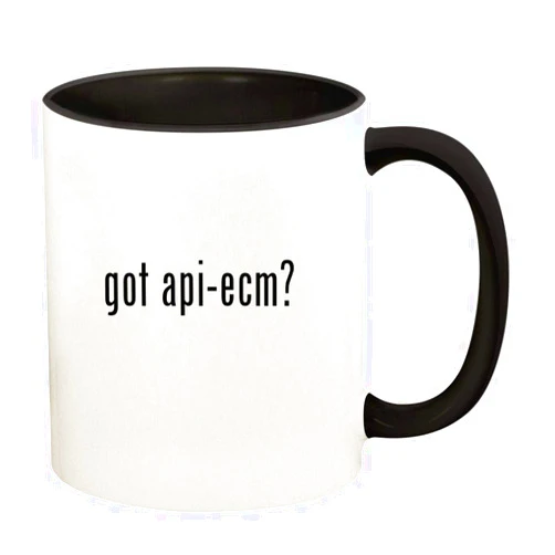 Knick Knack Gifts got api-ecm? - 11oz Ceramic Colored Handle and Inside Coffee Mug Cup, Black