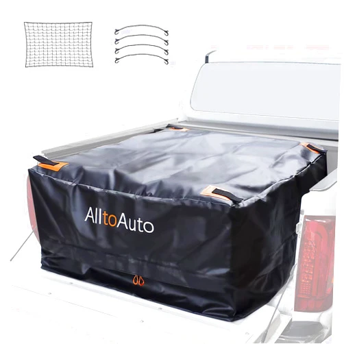 AlltoAuto Truck Bed Cargo Bag with Cargo Net, 100% Waterproof 600D Heavy Duty, Fits Any Truck Size (51''x40''x22'') 26 Cubic Feet, Simple and Convenient for Installation