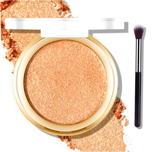 FREEORR Baked Highlighter Powder Palette, Makeup Highlighter Powder Palette Sheer Shimmering Finish Face Highlighters Makeup Iluminadores de Maquillaje #06 Bronze Glow