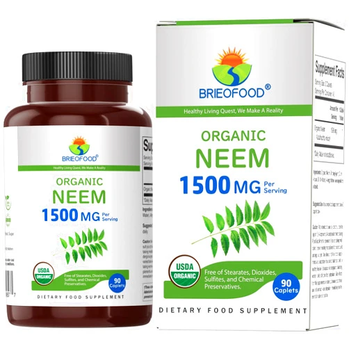 Brieofood Organic Neem 1500mg, 45 Servings, Vegetarian, Gluten Free, 90 Vegetarian Tablets