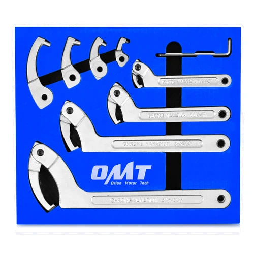 Orion Motor Tech 8pc Adjustable Pin Spanner Wrench Tool Set, Spanner Nut Wrench Tools with Changeable Heads for Pipes Heating Cars, Coilover Hook Wrenches for Suspension System, 3/4