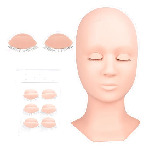 BEYELIAN Lash Mannequin Head, Eyelash Mannequin Head with Eyelids, Lash Extension Training Practice Head, 4 Pairs Removable Eyelids, Soft-Touch, Natural Color Realistic