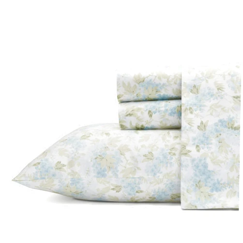 Laura Ashley - Queen Sheets, Soft Sateen Cotton Bedding Set - Sleek, Smooth, & Breathable Home Decor (Rena Teal, Queen)