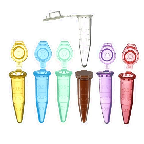 MUHWA 500 PCS Polypropylene Graduated Microcentrifuge Tube with Snap Cap, 0.5ml Capacity Microtubes (Assorted Colors)