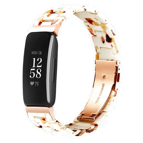 ILVANYA Compatible with Fitbit Inspire 2 /Inspire HR/Inspire bands Women, Stylish Resin Watch Bracelet Replacement Bands for Adjustable Wristband for Fitbit Inspire Accssorises (Nougat White)