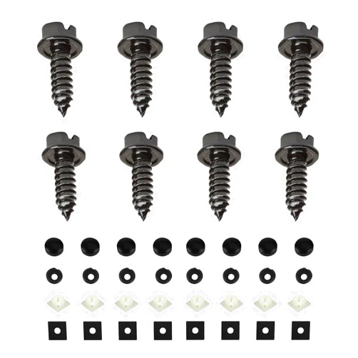 Ohleats 8 PCS Licence Plate Screw Kit, Rustproof Stainless Steel License Plate Screws, Anti-Theft Self Tapping Mounting Bolts for Securing Licence Plate Frame, Car Accessories (Black-8PCS)