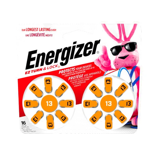 Energizer Size 13 Hearing Aid Batteries, Orange Tab Hearing Aid Batteries Size 13, 16 Count
