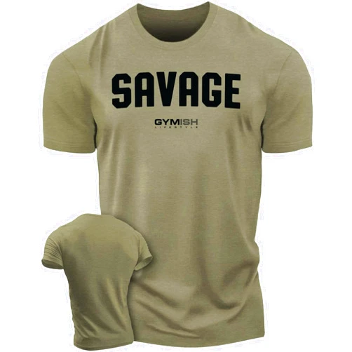 Gymish Lifestyle Savage Men's Workout Shirt for Men, Gym Funny Deadlift Lifting T-Shirt