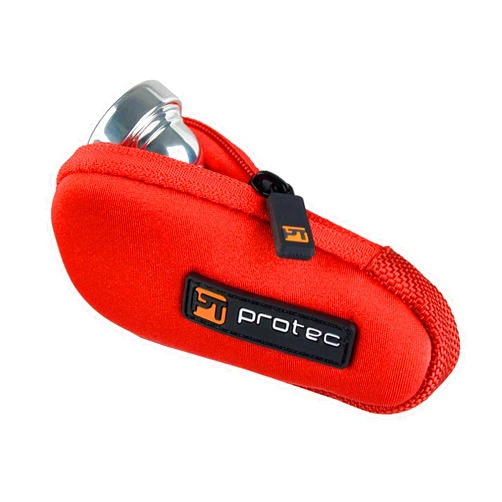Protec Trumpet/Small Brass Single Neoprene Mouthpiece Pouch with Zipper Closure - Red, Model N203RX