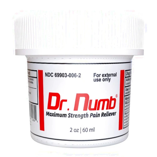 Dr. Numb Tattoo Numbing Cream - 5% Lidocaine Topical Anesthetic Cream - Maximum Strength Pain Relief Cream for Painless Tattoos, Piercing, Waxing & Hemorrhoid Treatment - 2oz (1)