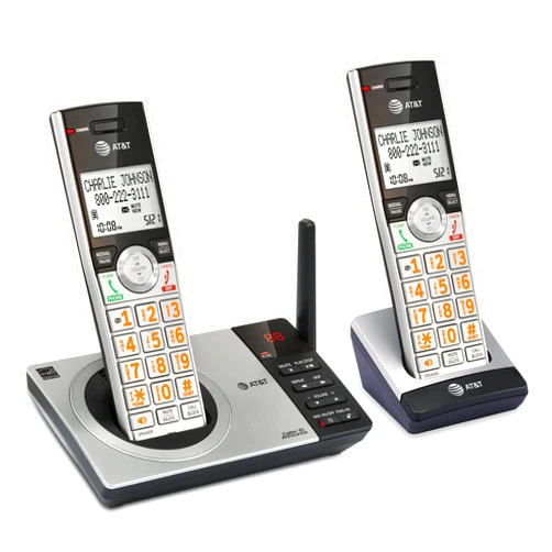 AT&T CL82207 DECT 6.0 2-Handset Cordless Phone for Home with Answering Machine, Call Blocking, Caller ID Announcer, Intercom and Unsurpassed Range, Silver
