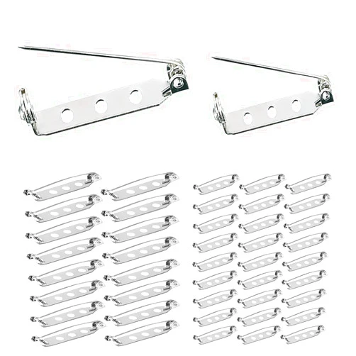 BEADNOVA Bar Pin Back 160pcs Brooch Pin Back Clasp Pinbacking Brooch Pinback for Crafts Badge Name Tag DIY Jewelry Making and Craft (Mix Size, 160 Pcs, Silver Color)