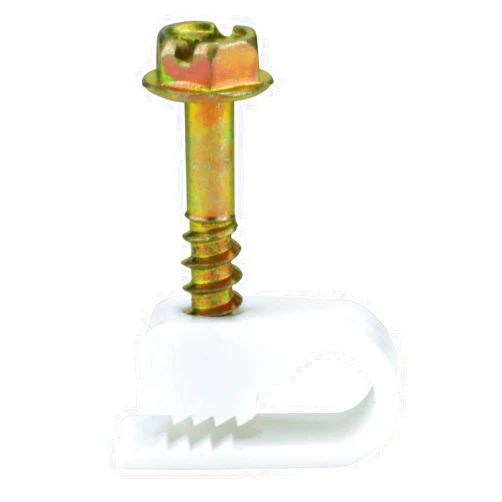 Skywalker Flexible Single Cable Screw Clips (Pack of 100 / White)