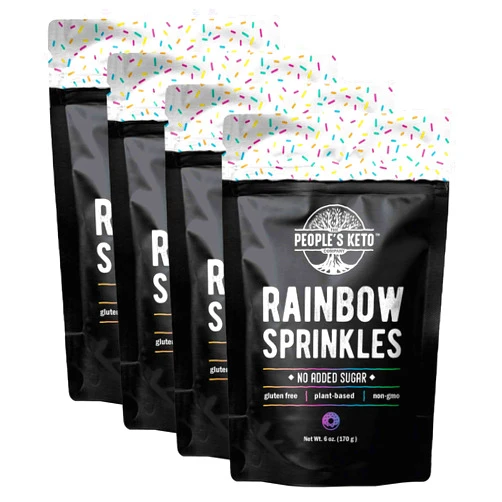 The People's Keto Company Keto Sprinkles, 6 oz. Larger Value Size, Dye Free, Non-GMO, Plant-Based, Vegan, Gluten Free, All Natural, No Artificial Coloring, Sugar Free Sprinkles, 1g Net Carb (Rainbow, 4 Pack)
