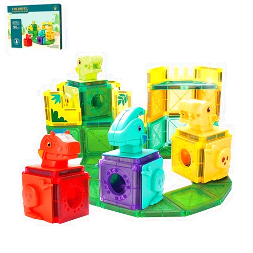 GAINMINI 3D Magnetic Building Blocks Toy Set 40/90/120 PCS Forest Transparent Geometric Shapes in 5 Different Animals for Kids, Toddlers, Boys and Girls (3+ Years Old)