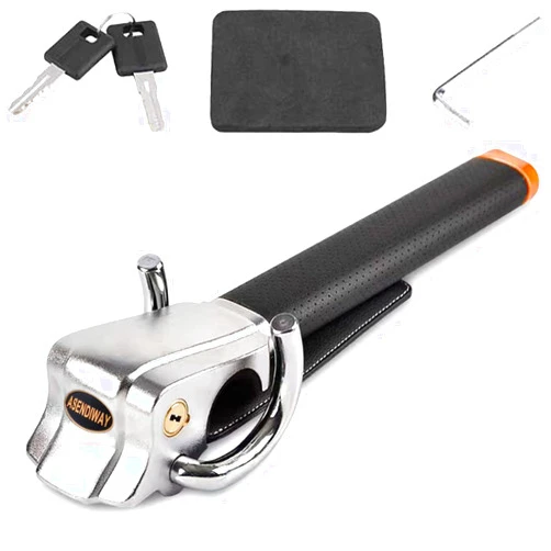 ASENDIWAY Steering Wheel Lock Universal Anti-Theft Device Heavy Duty Security Car Lock for Vehicle Auto Truck SUV Van with 2 Keys Black