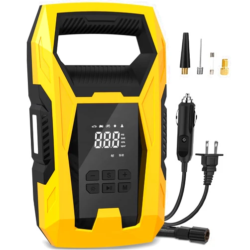 CARSUN AC/DC Tire Inflator Portable Air Compressor, Dual Power for Home 110V AC and Car 12V DC Air Pump with Pressure Gauge, Auto Shutoff, Tire Pump for Car Motorcycle Bicycle and Other Inflatables