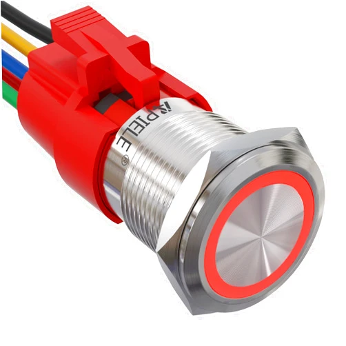 APIELE 19mm Latching Push Button Switch 12V DC Angel Eye Halo Ring LED Metal 0.74