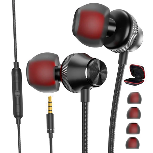 AIAUXAI Wired Earbuds with Microphone 3.5mm Jack for iPhone iPad iPod Computer,Headphones Wired Noise Cancelling with Microphone Remote Control for laptops PC,MP3/4,Switch,Most 3.5mm Audio Devices,Black