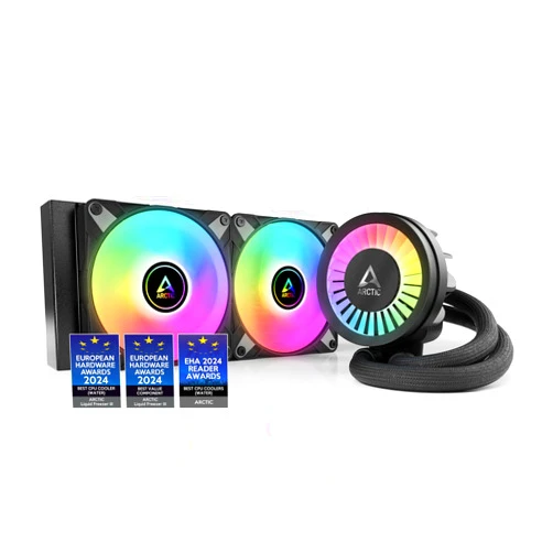 ARCTIC Liquid Freezer III 240 A-RGB - CPU AIO Water Cooler, Water Cooling PC, Intel & AMD, Efficient PWM-Controlled Pump, Fan: 200–2000 RPM, LGA1851 and LGA1700 Contact Frame - Black
