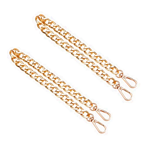 PH PandaHall 2pcs 23” Bag Chain Replacement Golden Flat Chain Strap with Alloy Swivel Clasps Handbag Chain Straps Metal Bag Strap Replacement Purse Clutches Handles for Handbag Purse Tote Wallet