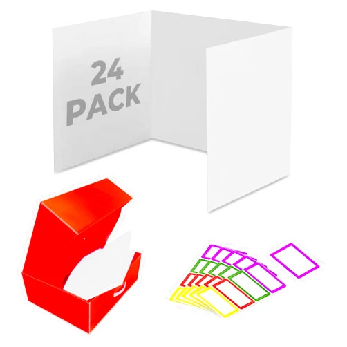 Kraff Shop 24 Plastic Privacy Folders for Students with Storage Box - Desk Dividers for Students - Privacy Shields for Student Desks - Testing Dividers for Classroom Privacy Boards for Student Desks