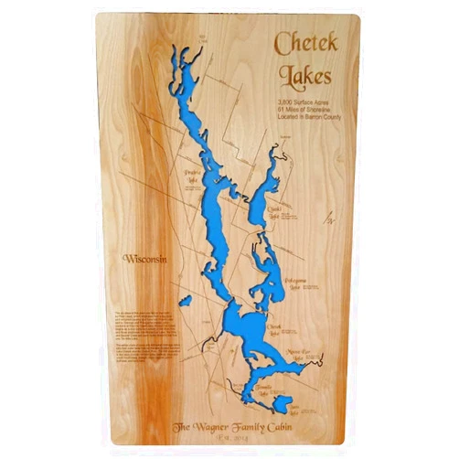 PERSONAL HANDCRAFTED DISPLAYS Chetek Lakes Wisconsin: Contemporary Wood Laser Engraved Map | Custom Text Included | Wood Sign | Wall Hanging | Nautical Art | 2D Wood Map | Wall Art | Made to Order 15