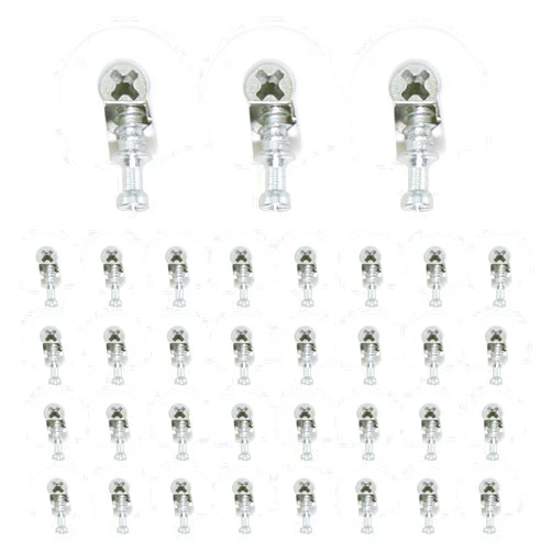 Bxian 35PCS 21x20x10mm White Shelf Support Bracket Threaded Cam Lock Shelf Support Bracket Closet Furniture Stud Pin with Screw for Cabinet Closet Wardrobe Desk