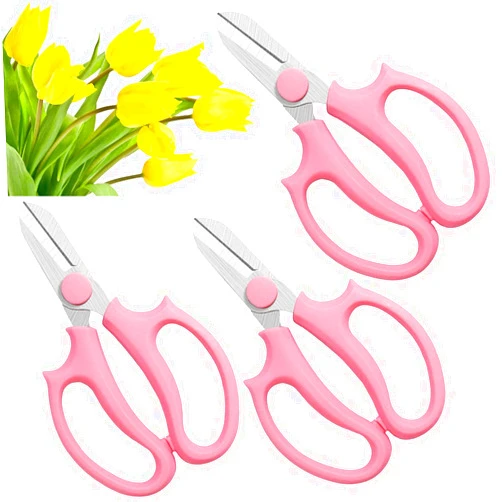 Cshangzei 3Pcs Garden Scissors Floral Shears,Professional Floral Scissor with Comfortable Grip Handle,Garden Pruning Shear for Plants Trimming,Fruit Picking,Pink